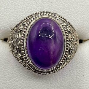 Sterling Silver Amethyst Cabochon Ring